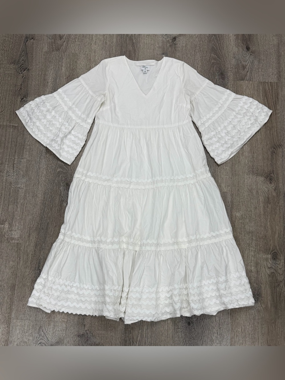Lisa Marie Fernandez for Target White Ric Rac Flare Sleeve Midi Dress